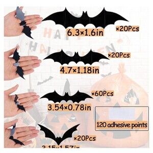 Stickerss Bat Holiday | Halloween Bat Wall Stickers 3d Bat Decorations For Parties ...